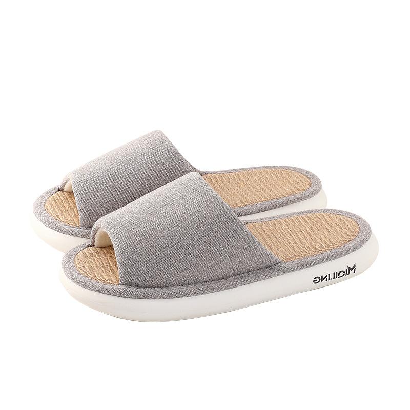 Linen Slippers Women's Summer Indoor Home Household High-end Cotton and Linen Floor Cool Slippers Thick Bottom Non-slip Four Seasons