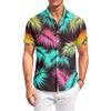 Mens Hawaiian Shirt Button Down Shirt Men Short Sleeve Button Down Men Beach Shirts for Men with Tree Print