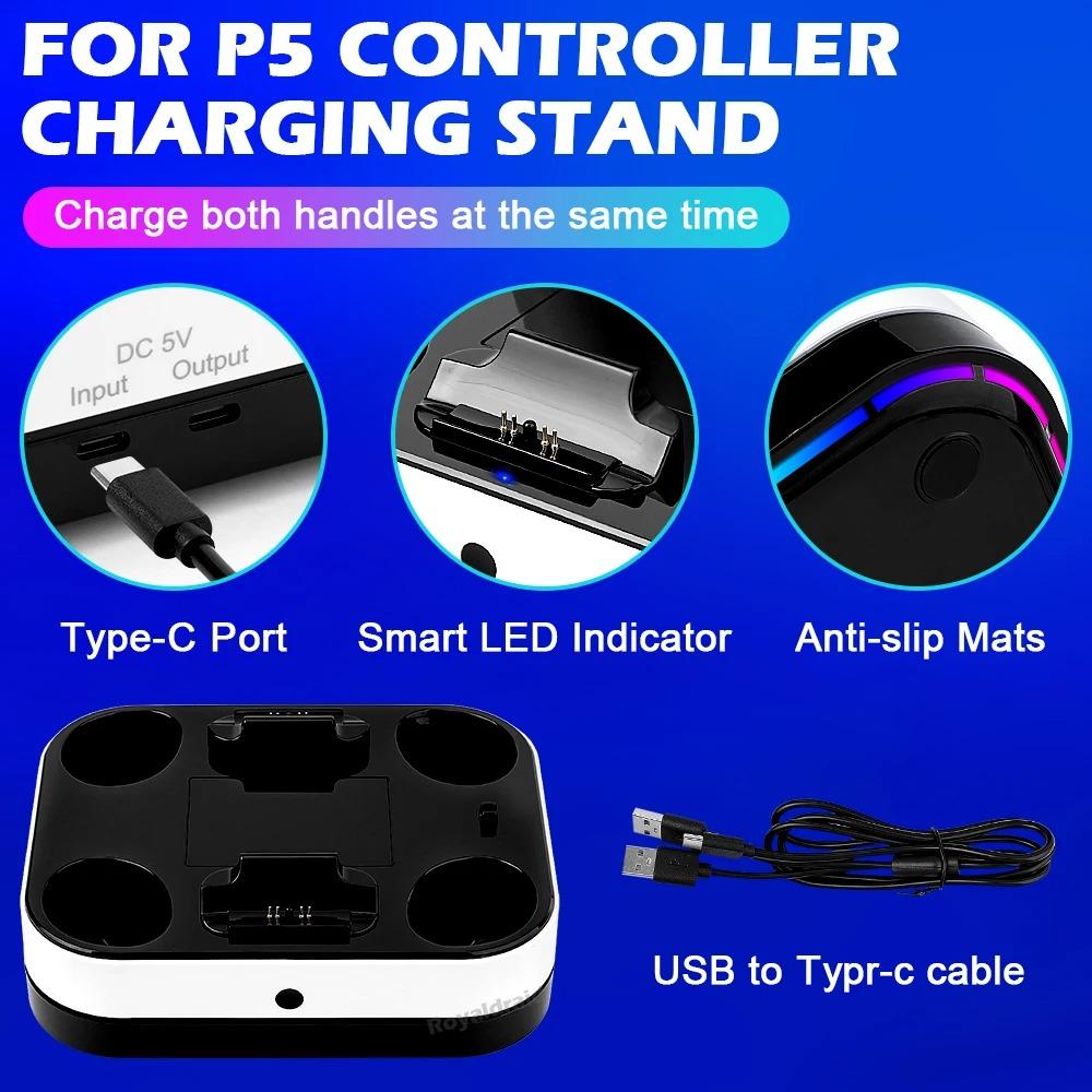 For PS5 Controller Dual Charging Base RGB Fast Charging Station for PS5 Dual Wireless Gamepad Handle Charger Stand