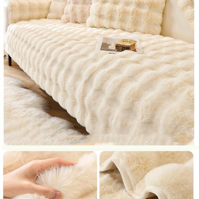 2024 New Cream Tuscan Rabbit Thickened Plush Pillow Throw Sofa Bedroom Tatami Backrest Cushion Non-slip Seat Mat