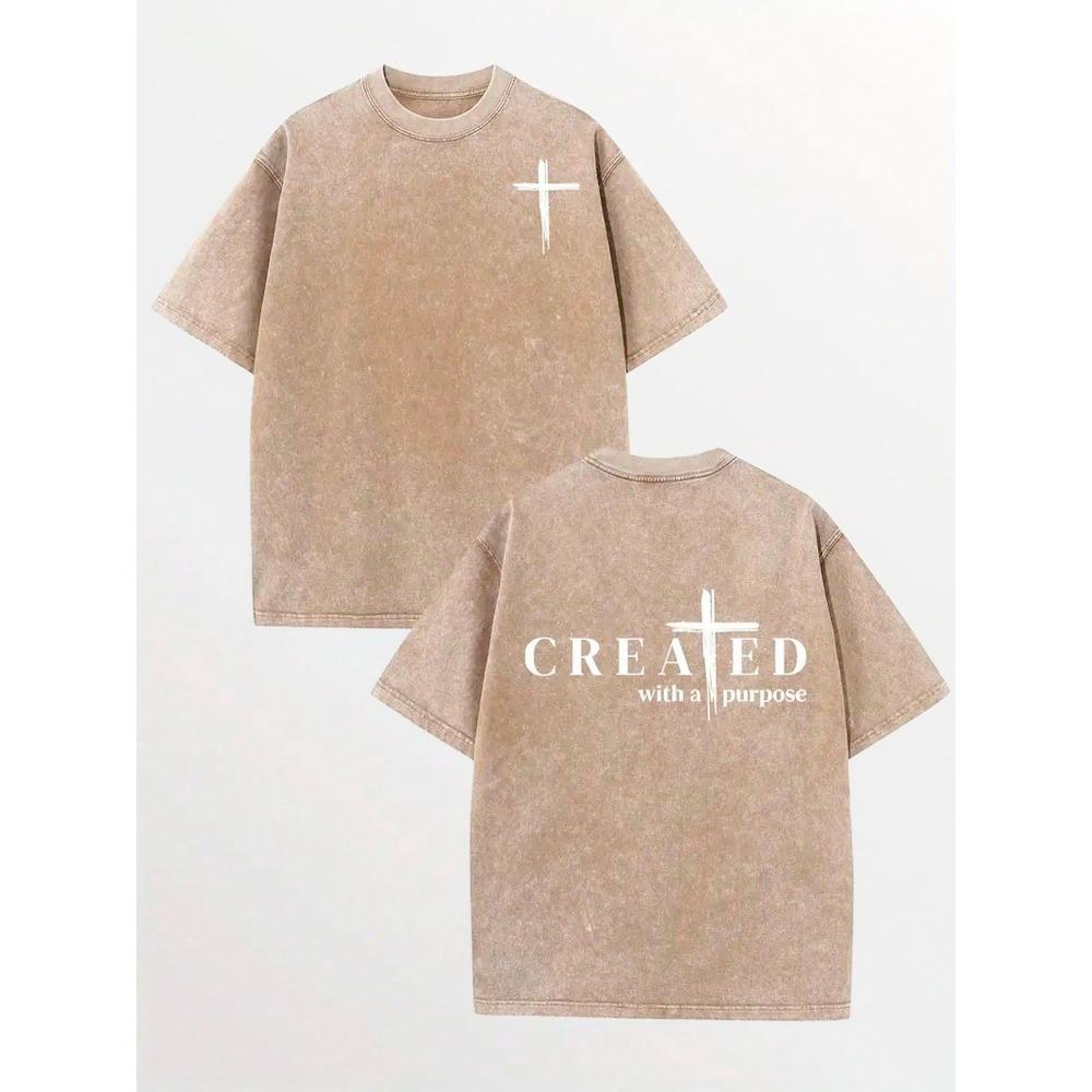 

Футболка с принтом креста, с коротким рукавом, мужская, женская, СОЗДАНА С ЦЕЛЬЮ, винтажная, летняя, уличная, мужская футболка, топы из стираного хлопка 3XL