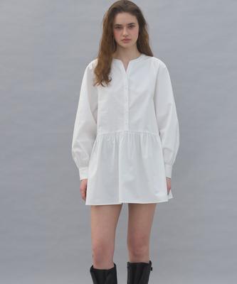 Soire Cotton Shirring Dress - Ivory