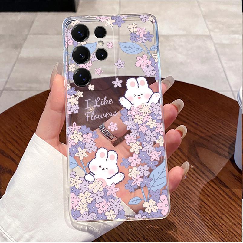 For Samsung S26 Ultra Casing For Samsung Galaxy S26 Plus Ultra 5G Phone Case Luxury Funny Cute Rabbit Cat Transparent Back Cover