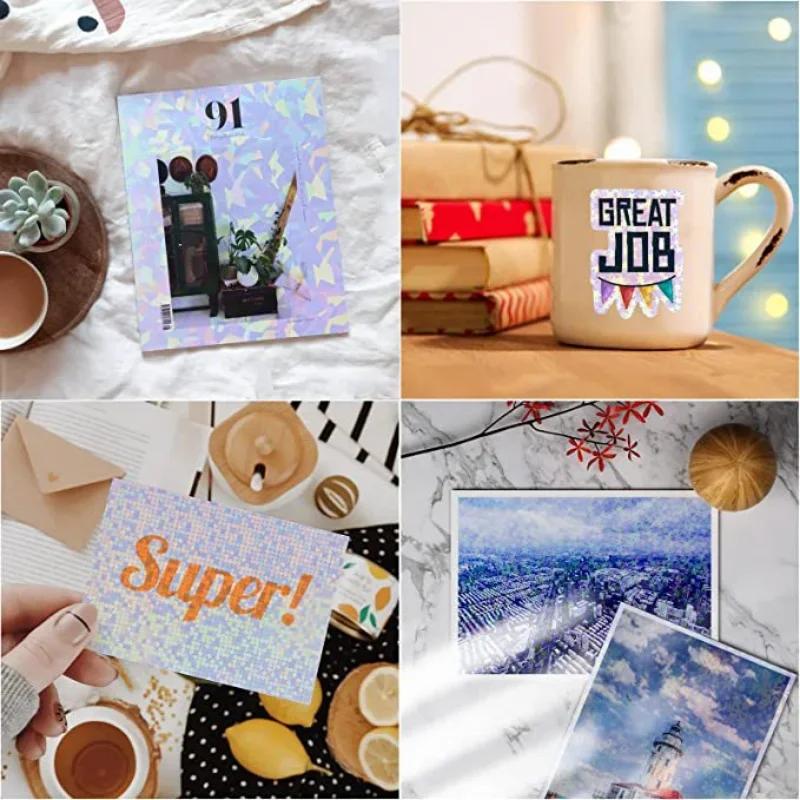 Holographic Not Printable Vinyl Sticker Paper Self-adhesive Laser Photo Laminating Films A4 Transparent Paper DIY for Badge