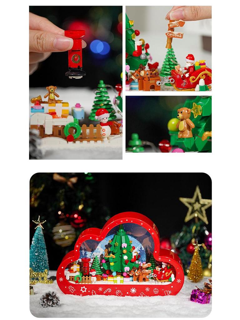 Takasaki 3011 Weihnachtsbaum Spiegel mit Lichtern Bausteine Spielzeug Schmuck Geschenk für Kinder