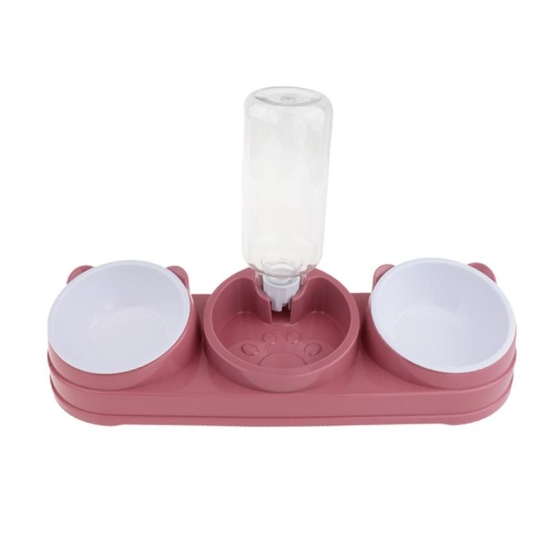 Double Bowl Pet Food Water Dish Feeder For Dog Cats Daily Feeding with Automatic Water Dispenser For Pet Dry Wet Food