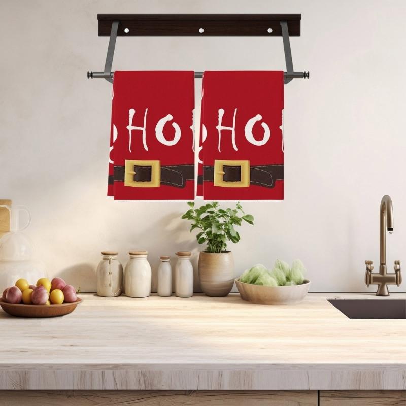 Absorbent Christmas Kitchen Towels With Festival Pattern Reusable Microfiber Cleaning Cloth