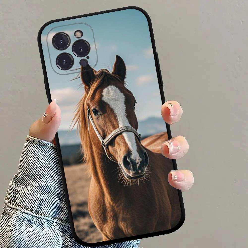 

Beautiful Elegant Brown Horses Phone Case For iPhone 17 16 15 14 13 12 11 Pro Max Plus Mini Soft Silicone Black Shockproof TPU iPhone 15 plus
