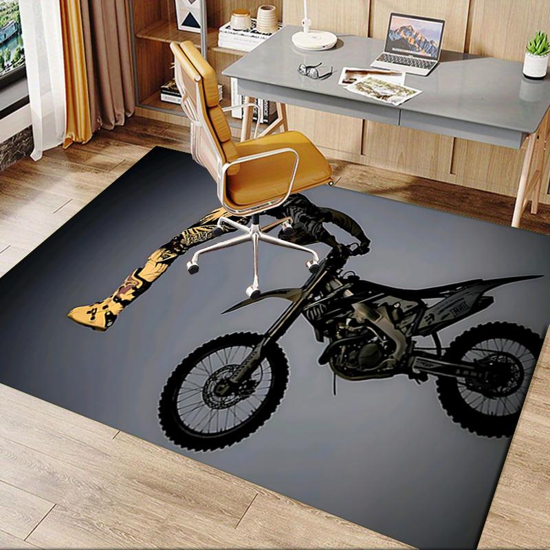 Motorcycle Theme Office Carpet Chair Mat Large Desk Protector for Home Decor, Sofa Rug, Office Flooring, Gift Idea for Any Room