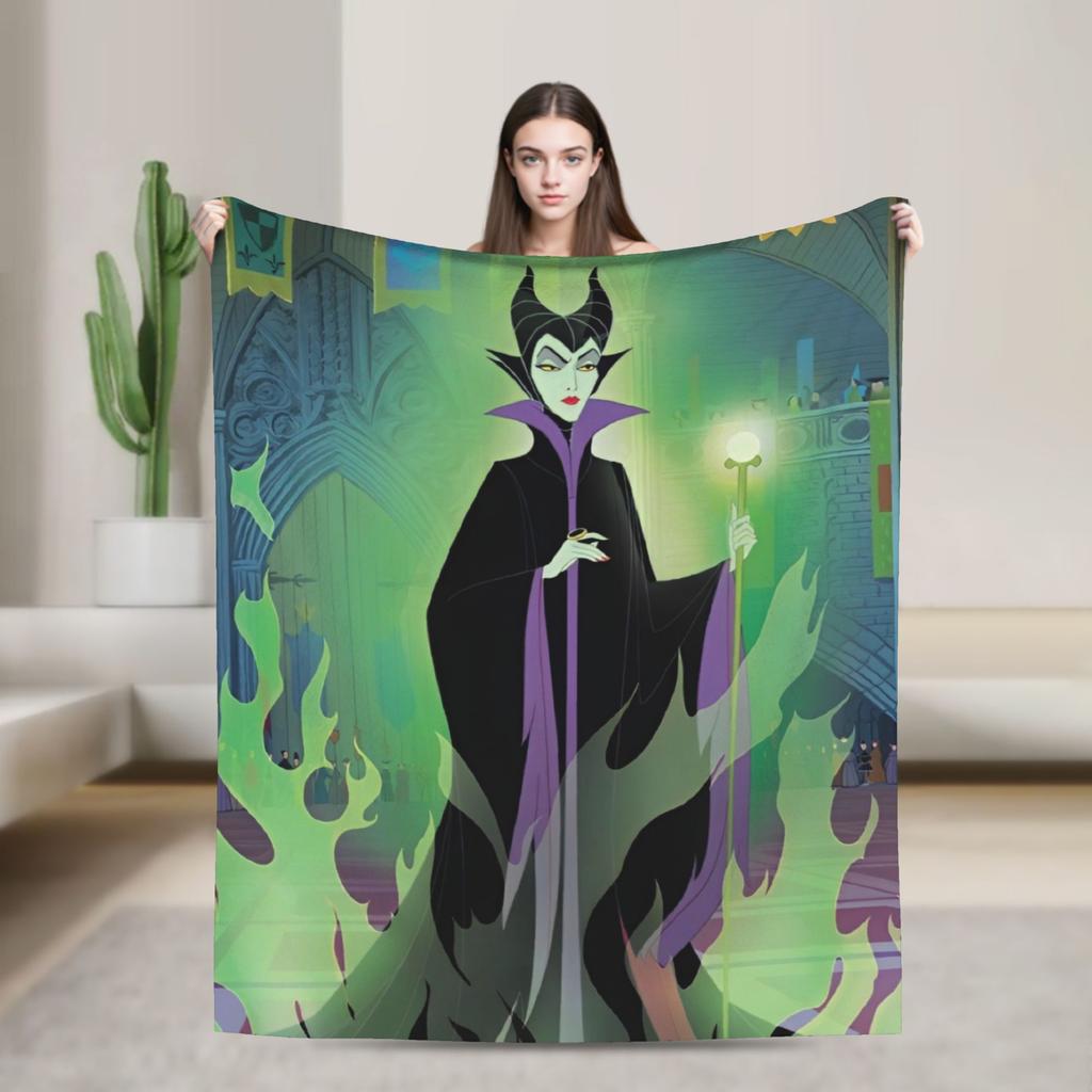 Sleeping Beauty Maleficent Villain Velvet Throw Blankets Bad Witches Blankets for Home Travel Lightweight Thin Outdoor Portable