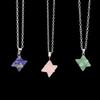 Large Amethyst Agate Crystal Star Pendant Necklace – 24mm Geometric Hexagram Design
