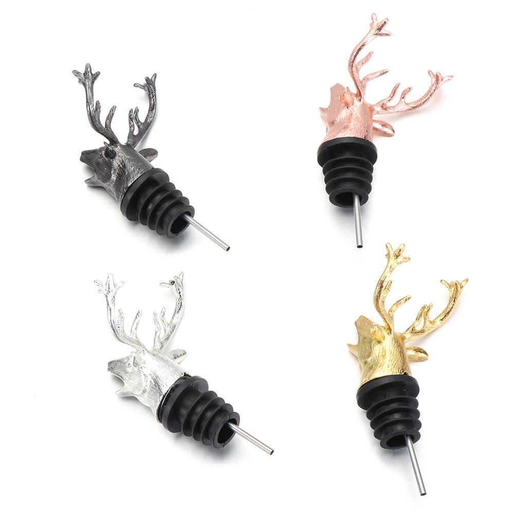 Zinc Alloy Deer Head Christmas Ornament Unique Stag Bottle Stoppers  Wine Aerators Wine Pourer