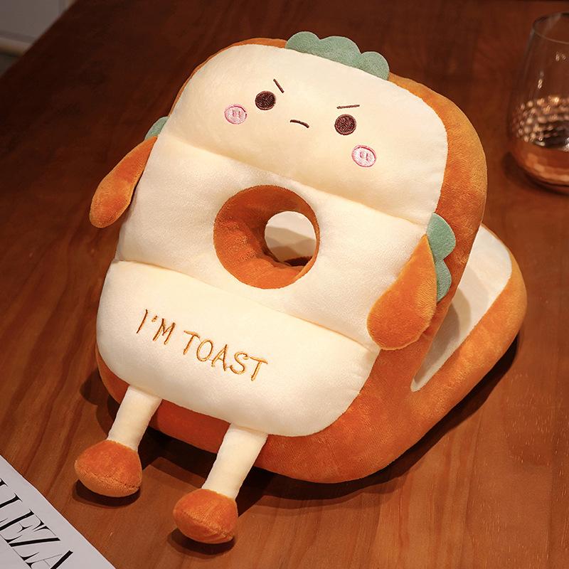 Подушка для тостов с рисунком из мультфильма, V-образная подушка из кристаллов льда и шелка, мягкая и дышащая, офисная подушка, портативная подушка для студентов