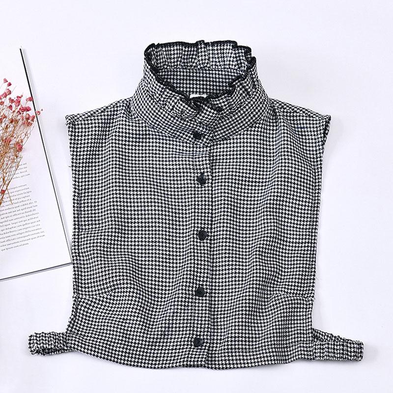 

Клетчатый воротник-стойка с накладным воротником, поддельный воротник для женщин, съемный поддельный воротник рубашки, отворот, съемный воротник, женская одежда, шейный платок