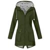 Women Solid Stripe Rain Jacket Outdoor Plus Waterproof Hooded Raincoat Windproof