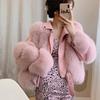New Whole Leather Imitation Fox Fur Imitation Fur Jacket Women's Fashion Locomotive Short Light Coat Pink
