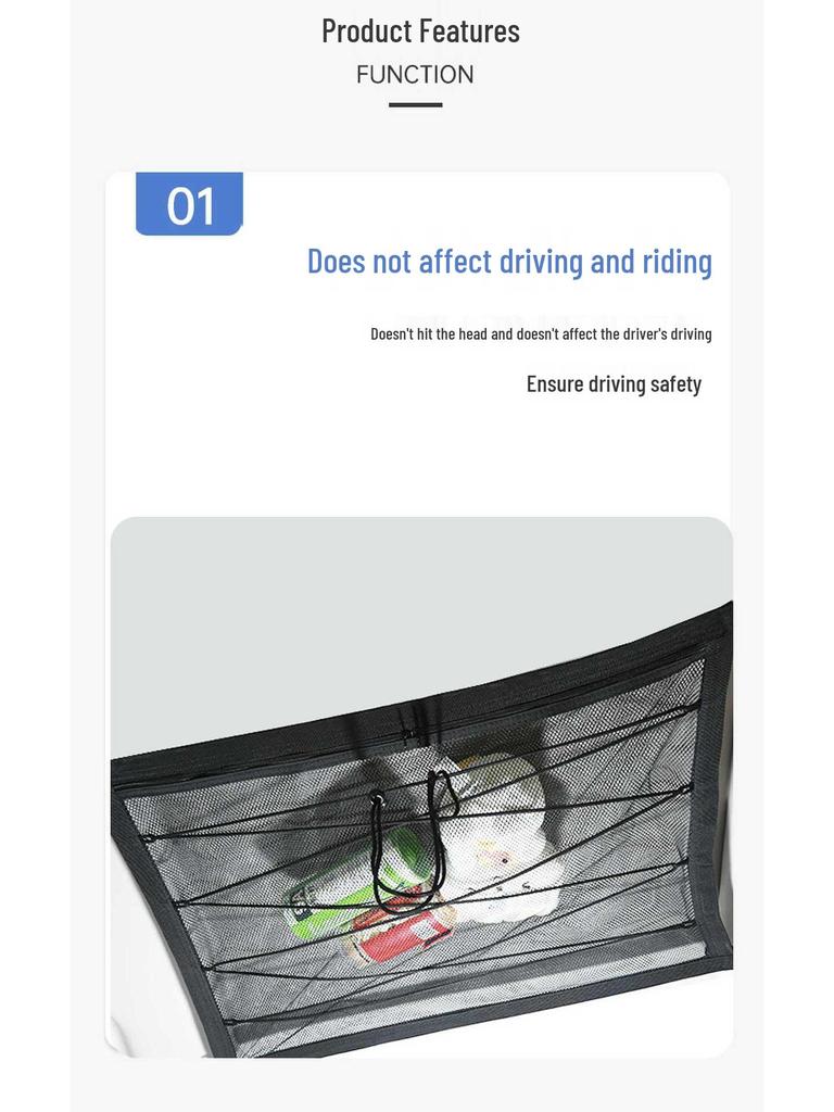 Car Roof Storage Mesh Pocket: Hanging Net for Luggage and Supplies