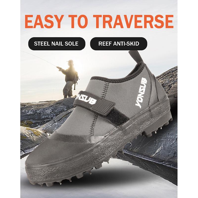 2025 YONSUB Unisex Rock Fishing Keep Warm Reef Climbing Shoes Pro Sea Fishing Shoes Anti Slip Hook Loop Nail Fishing Shoes YZ023