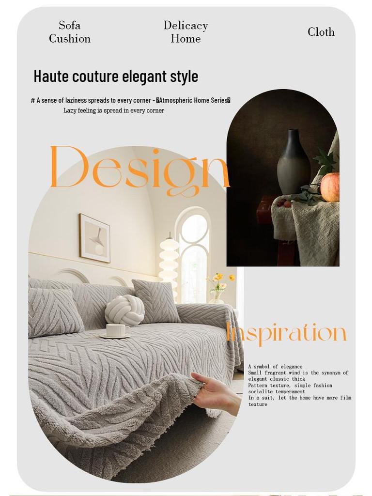 Plush Three-Seater Chaise Sofa Cover, All-Inclusive One-Piece Blanket/Cushion for Autumn/Winter