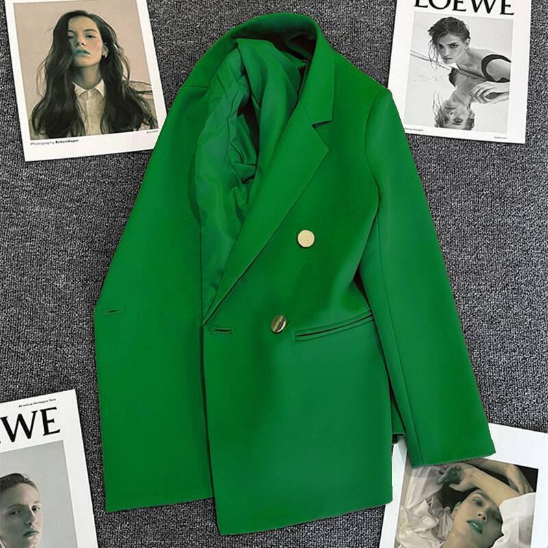 Women's Green Slim Fit Suit Jacket - Trendy Spring 2025 Street Style