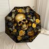 1PC Skull Flowers Umbrella-8-Rib Reinforced, Automatic Open, Lightweight & Durable, Fashion Accessory for Outdoor-D318