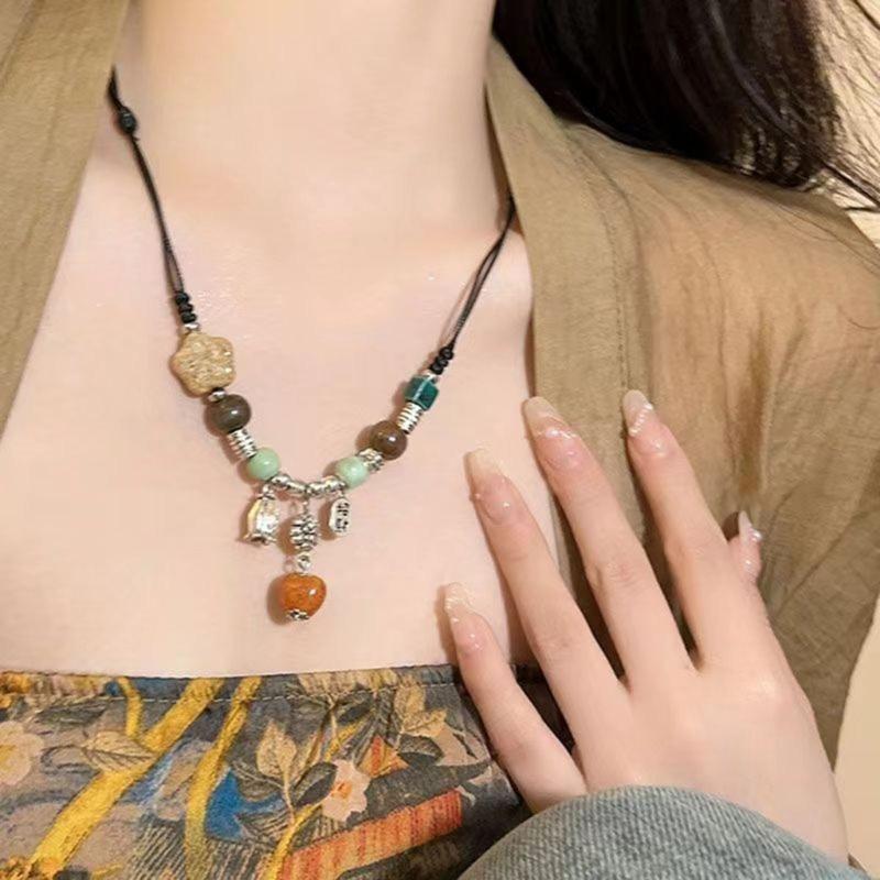 Keramikperle Wassertropfen Anhänger Choker Verstellbare Größe Böhmisches Halsband Damen