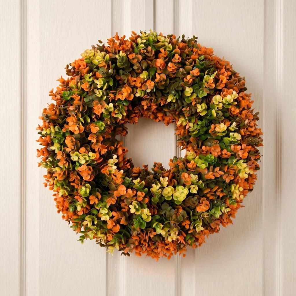 Autumn Eucalyptus Boxwood Wreath for Wall or Front Door Decoration