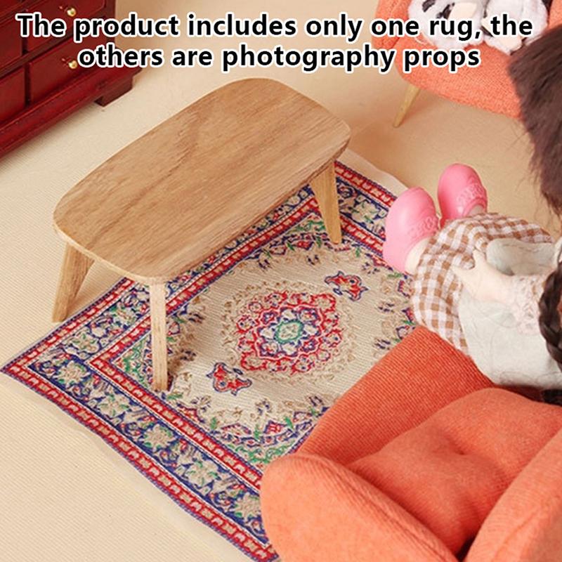1:12 Dollhouse Miniature Turkish Carpet Floor Mat Floor Rug Cover Model Bedroom Bathroom Living Room Decor Toy