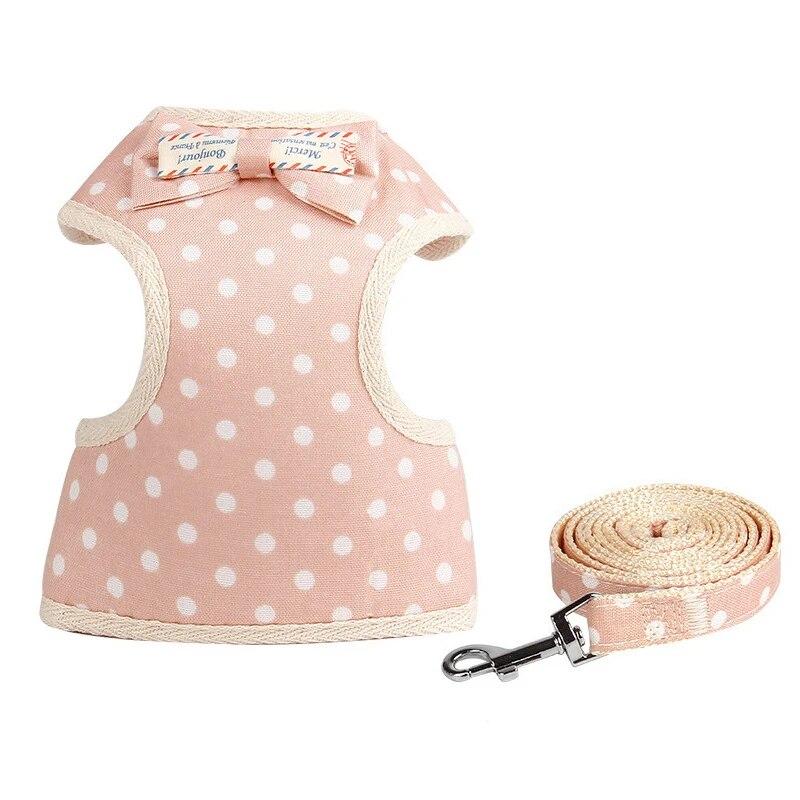 Puppy Cats Rabbits Harness and Leash Set for Small Dogs Mesh Harness Vest Dress Bow Chest Belt Chihuahua Yorkie Pets Accessories