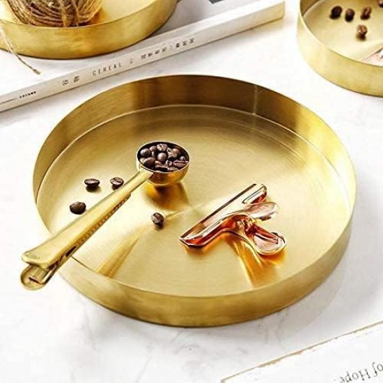 Gold Tray Decorative, Gold Serving Tray, Brass Tray, Decorative Tray for Jewelry, Makeup, Candle, Toiletry, Kitchen Tableware, Bar,