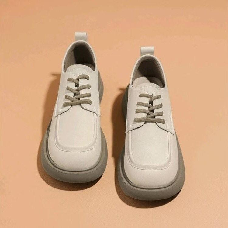 

New autumn women s shoes platform-soled lace-up single shoes spring and autumn versatile small leather shoes women 35