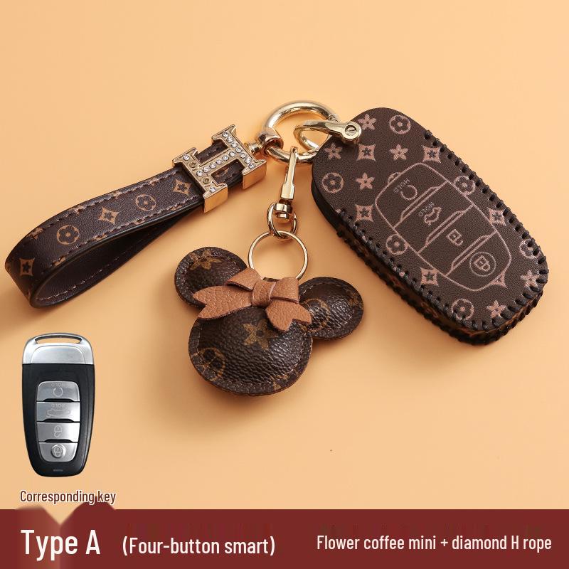 Key Case for 20 Hongqi Models: H5, H7, HS5, HS7 - Car Remote Control Cover with Female Buckle
