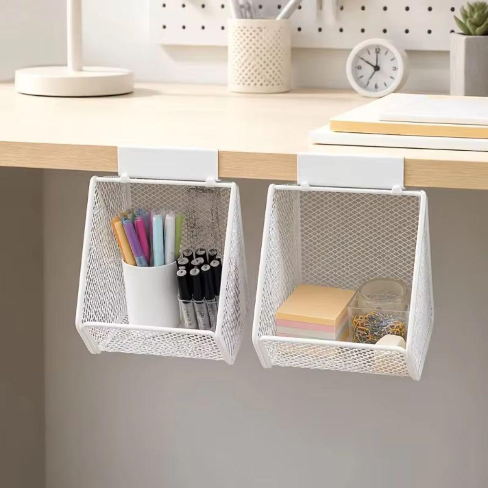 Strong Load Bearing Mesh Organizer Basket No Drill Installation Under Shelf Basket Bathroom