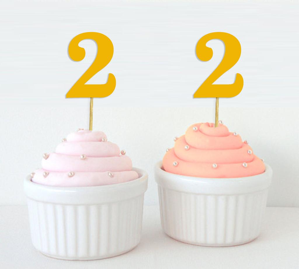 Darling Souvenir Number 2 Birthday Cupcake Toppers Birthday  Anniversary Party Dessert Decorations - Pack Of