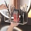 Transparent Acrylic Makeup Brush Storage Bucket, Divided Into Compartments for Time-saving Makeup