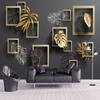 Mural Wallpaper Modern 3D Geometric Figure Black Leaf Wall Painting Living Room TV Sofa Bedroom Home Decor Fresco Papel De Parede 3 D