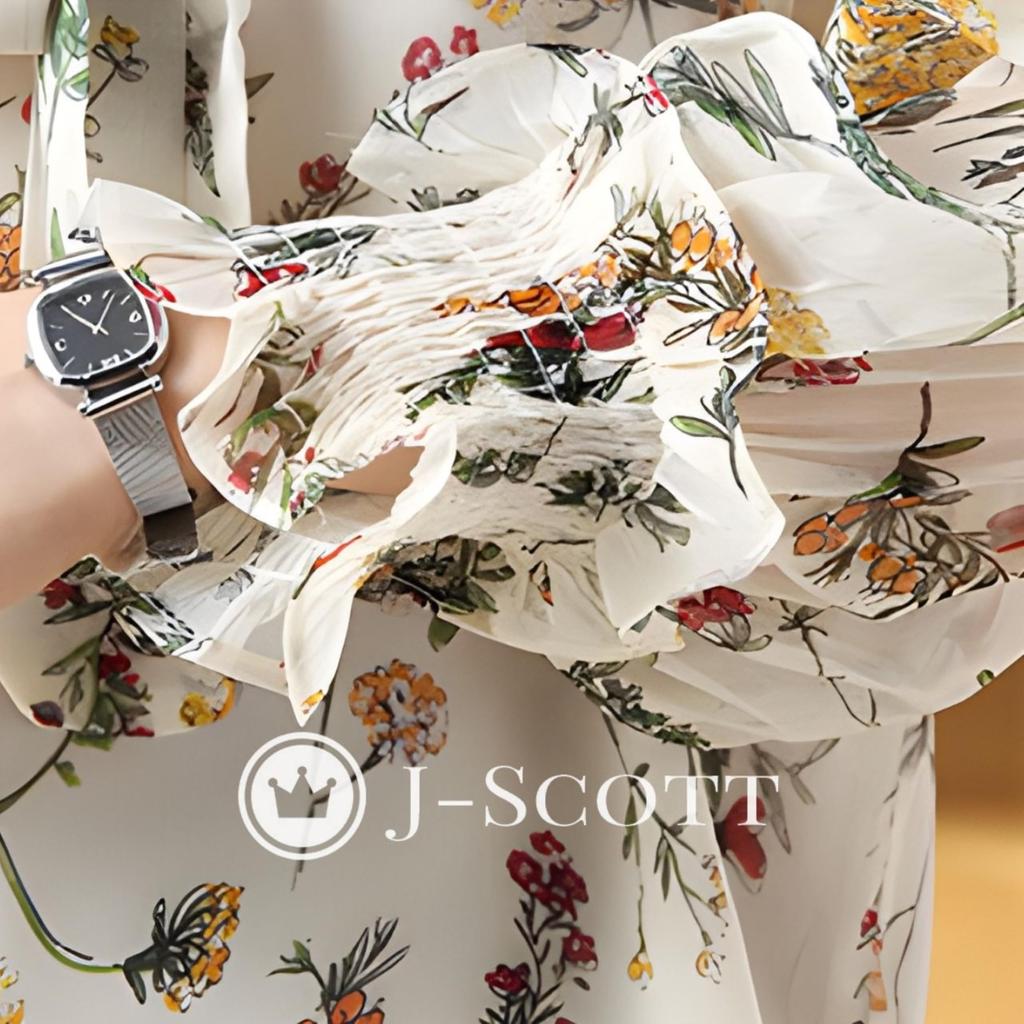 J-Scott Floral Bowtie Blouse, Chiffon, Puffy Sleeves, Gathered Cuffs, Lined, Long Sleeves, Feminine, White, JS76-WH-XL