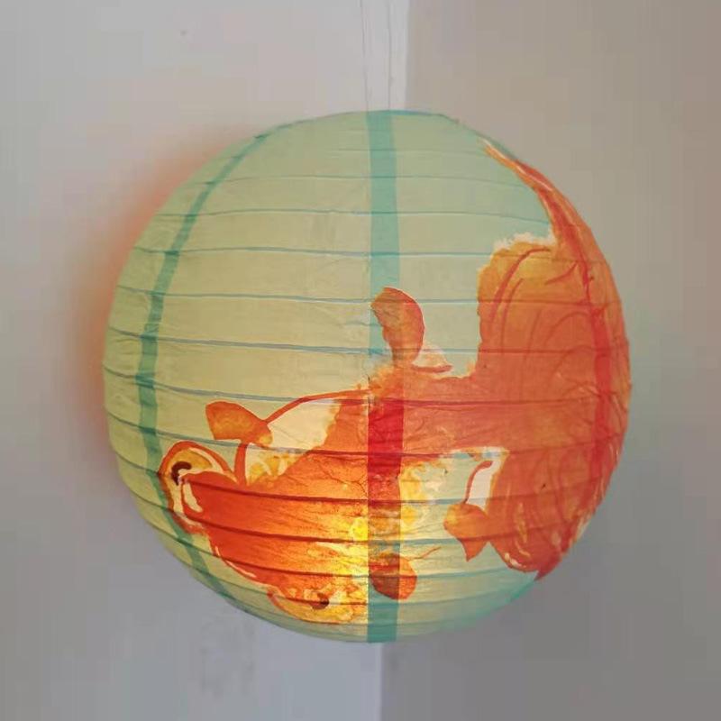 2 Pcs 30cm Lampshade Paper Lantern Chinese Oriental Style Light Decoration Round Paper Lanterns Wedding New Year Party Ornaments