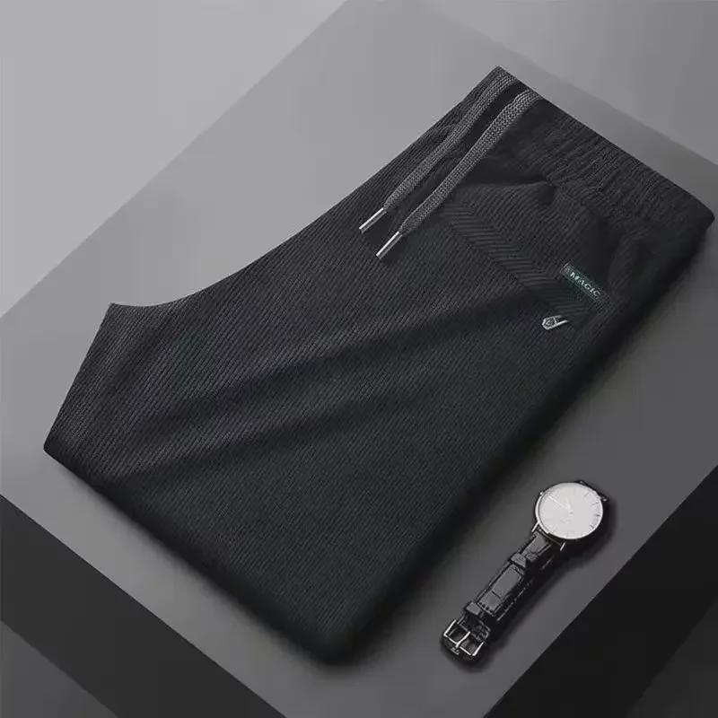 Men's Corduroy Straight Loose Casual Pants with Velvet Lining for Autumn and Winter