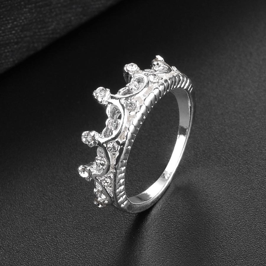 European  American Style Rhinestone Crown Ring - Popular New Jewelry Design Size 9