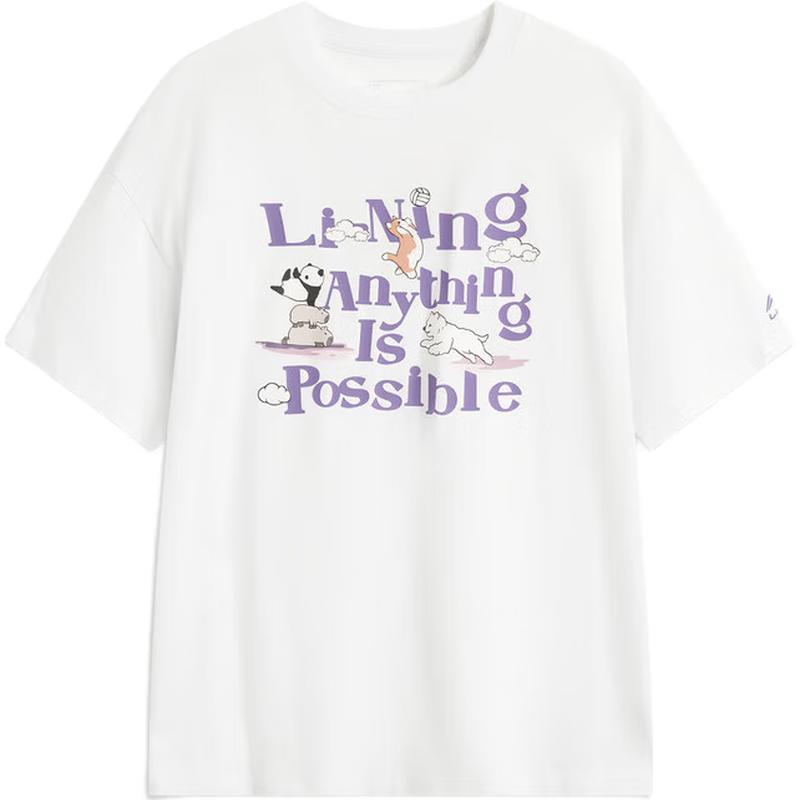Li-Ning Women s Printed Logo Round Neck Short Sleeve T-shirt AHSV258 M