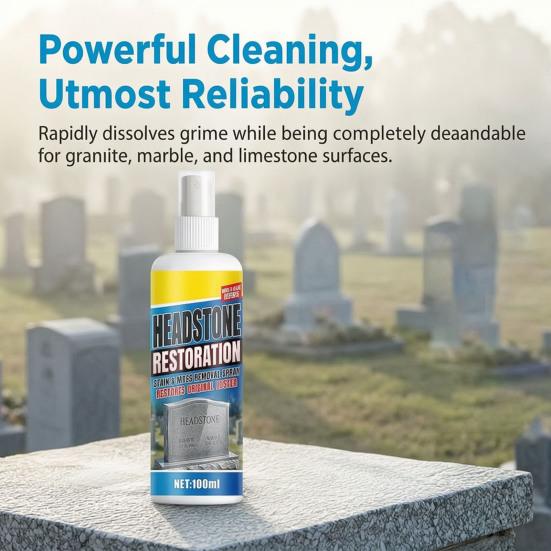 Yousheng Headstone Restoration And Cleaning Spray, Tombstone Monument Cleaner for Granite Marble Cemetery Memorials, Gentle Stone Care Way