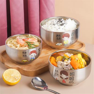 Creative Cartoon Rice Bowl Household Stainless Steel Ramen Soup Food Parent-Child Bowl Container for Children Kitchen Tableware
