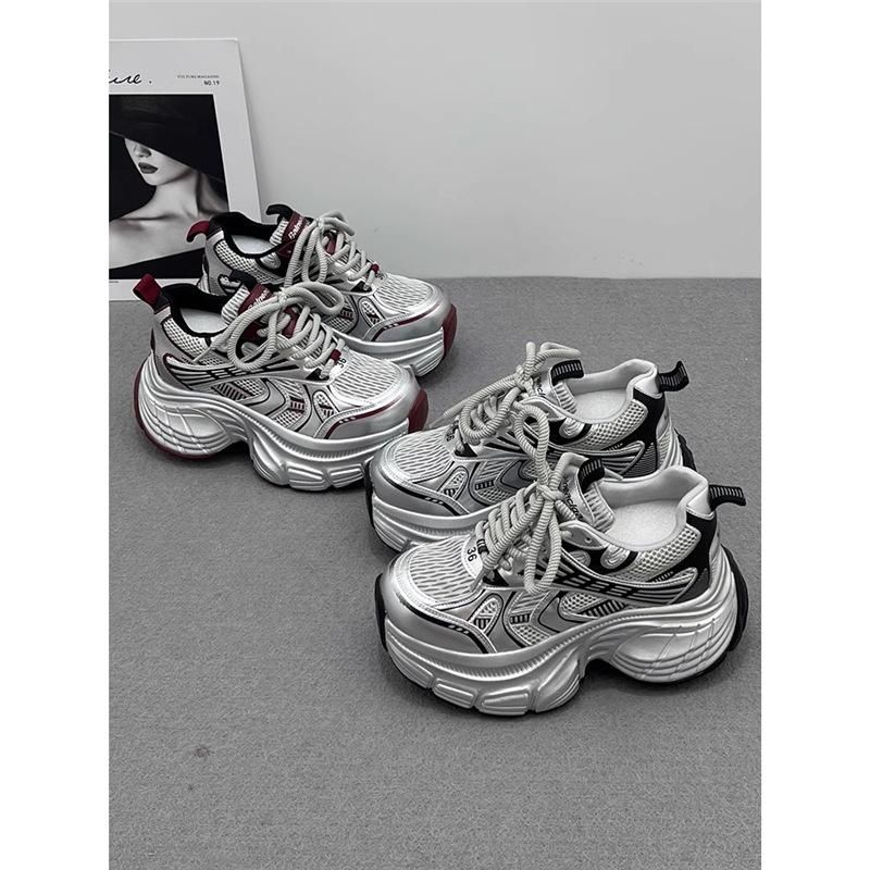 Dad Shoes Women's Small 2025 New Casual Sports Shoes Spring and Summer Breathable Mesh Super Fire Thick-soled Heightening Shoes