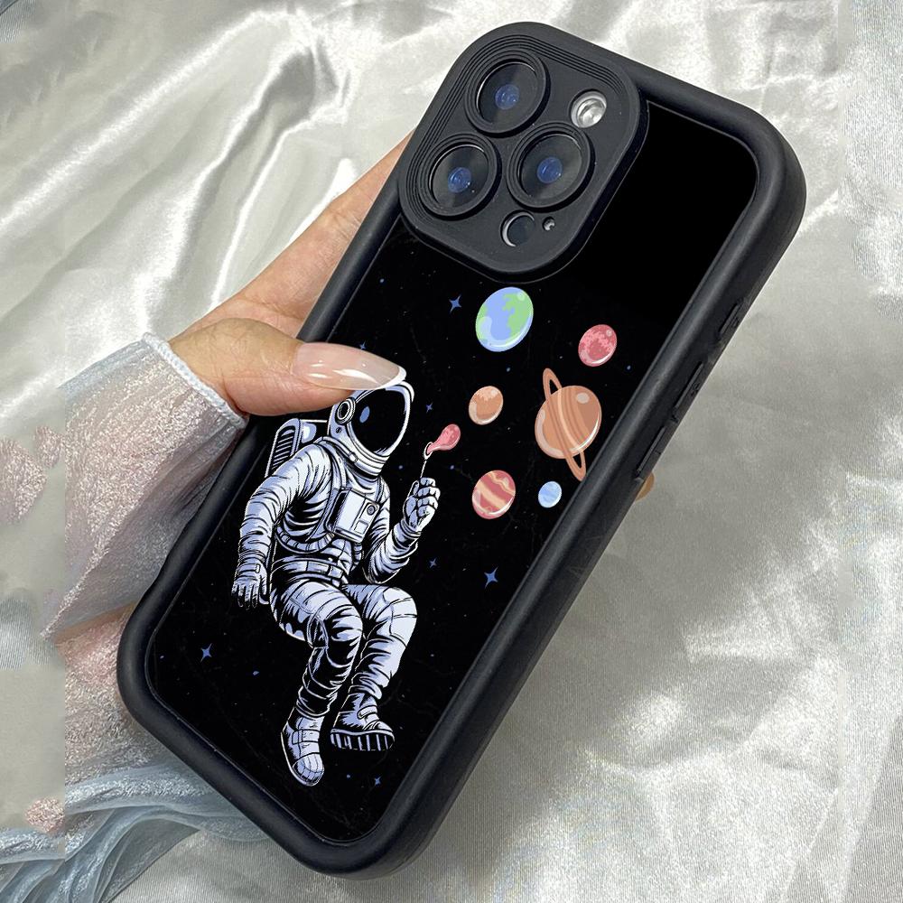 JT50 Астронавт машет знаком мира мультяшный Realme C35 15 Huawei Honor 70 90 Infinix Tecno itel Motorola Google Все модели Ангельские глазки Мягкий ТПУ Чехол для телефона Huawei Nova 3 чёрный