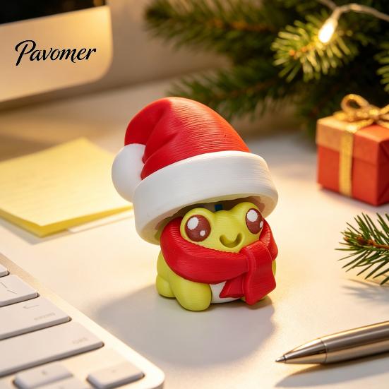 Stress Relief Frog Clicker 3D Printed Christmas Clicker, Santa Hat Finger for Gift Box Relief, Push Button Fidget Toy, Xmas Party Favors Toy