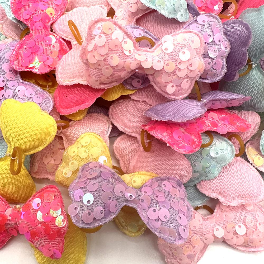 50/100pcs Sequins Style Dog Bowknot Hair Bows Decorate Bows with Rubber Band for Small Dogs Puppy Pet Headwear Dog Accessories