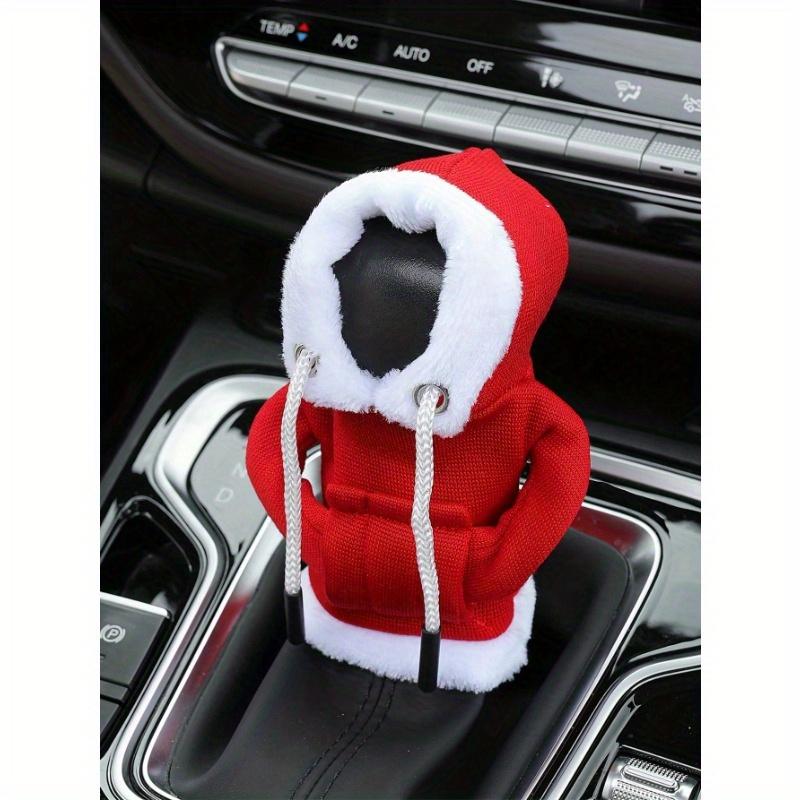 1pc Red Santa Claus Car Gear Shift Knob Cover, Fashion Mini Hoodie Sweatshirt Fit For Car Gear Shift Knob
