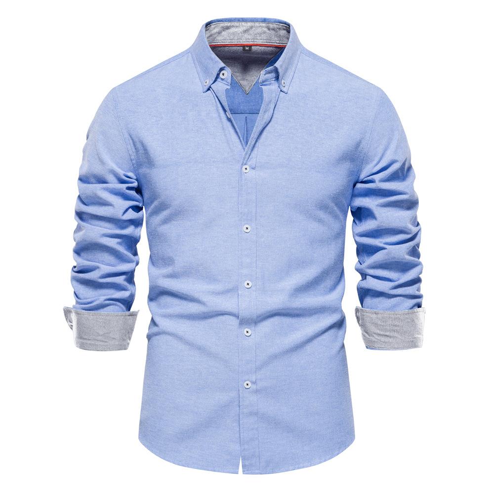 Frühlings Baumwollmischung Herren Oxfordhemd Langarm Button-Down Gesellschaftliche Business Casual Hemden für Herren