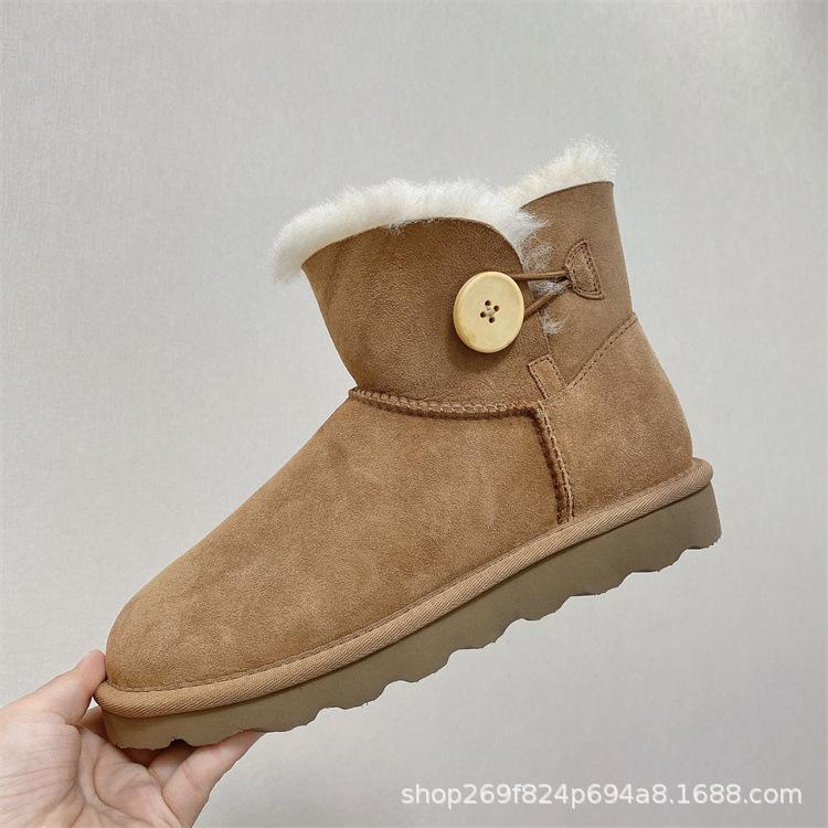 Sangpo snow boots women's fur integrated classic long tube piled thickened real wool warm cotton shoes men's winter shoes